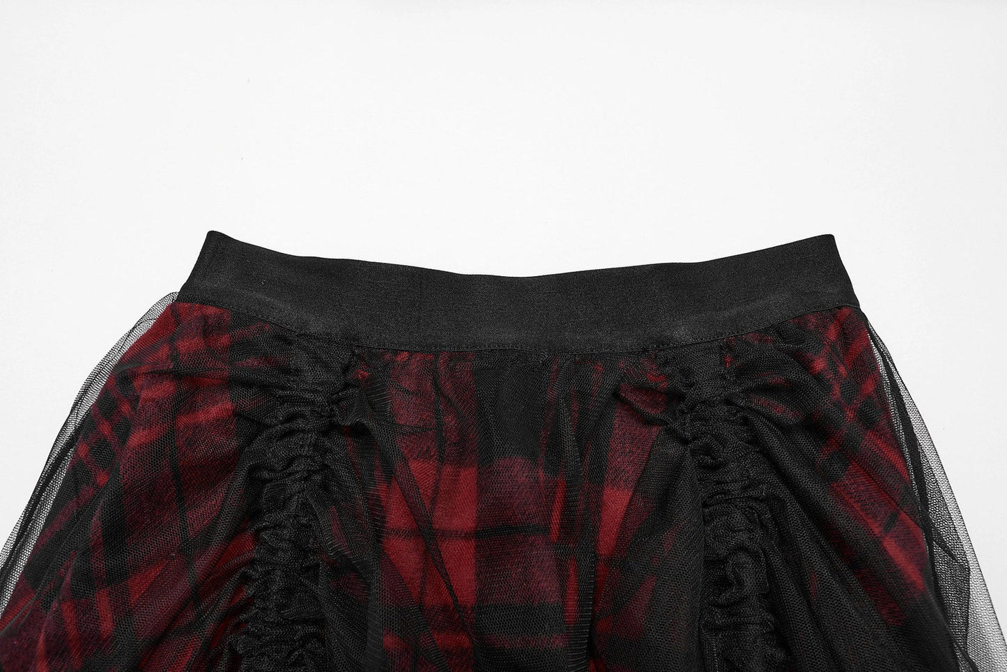 Punk Rave Skirt Morrigan Mesh Plaid High-Low UK 8-16 - QHA UK