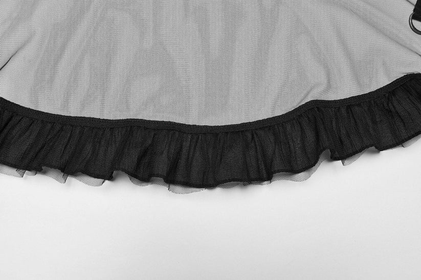 Punk Rave Skirt Morrigan Mesh Plaid High-Low UK 8-16 - QHA UK