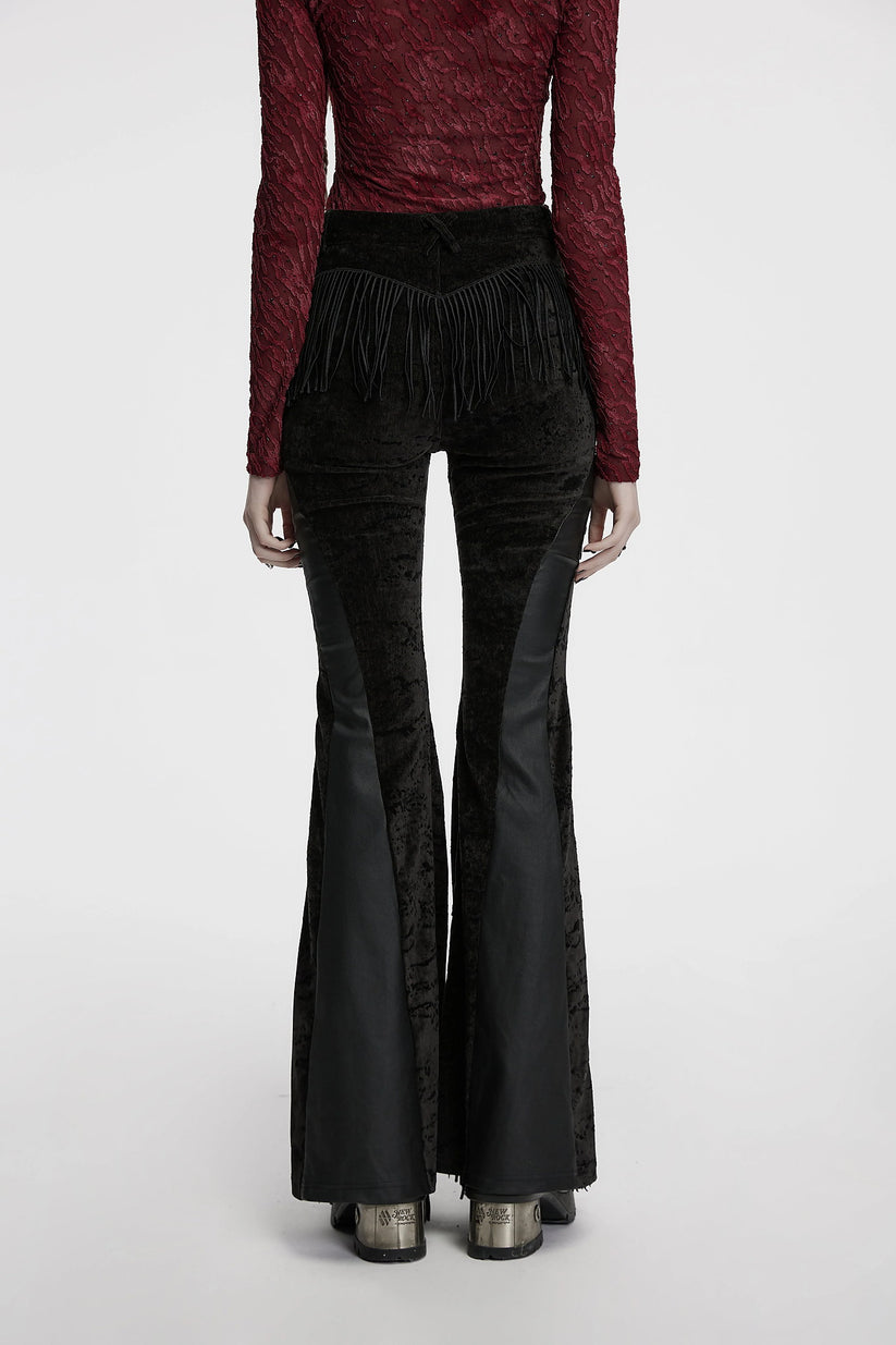 Punk Rave Women's Gothic Trousers Morrigan Wasteland Tassel Flare - QHA UK