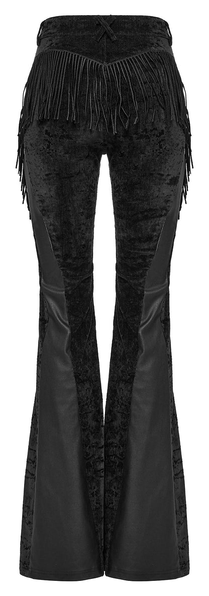 Punk Rave Women's Gothic Trousers Morrigan Wasteland Tassel Flare - QHA UK