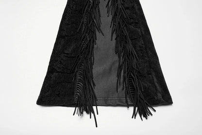 Punk Rave Women's Gothic Trousers Morrigan Wasteland Tassel Flare - QHA UK