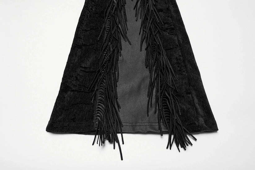 Punk Rave Women's Gothic Trousers Morrigan Wasteland Tassel Flare - QHA UK