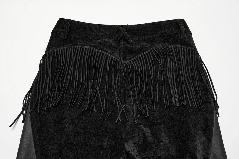 Punk Rave Women's Gothic Trousers Morrigan Wasteland Tassel Flare - QHA UK