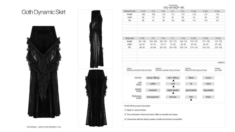 Punk Rave Gothic Skirt Nera Dynamic UK 8-22 - QHA UK