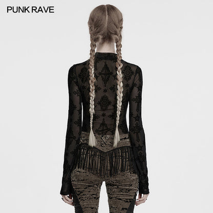 Punk Rave Women's Mesh Top Ravena Cross Flocking UK 8-16 - QHA UK