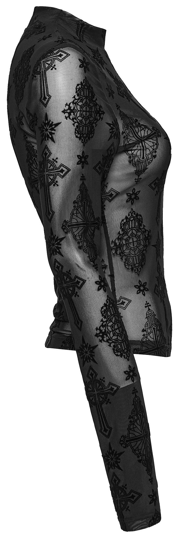 Punk Rave Women's Mesh Top Ravena Cross Flocking UK 8-16 - QHA UK
