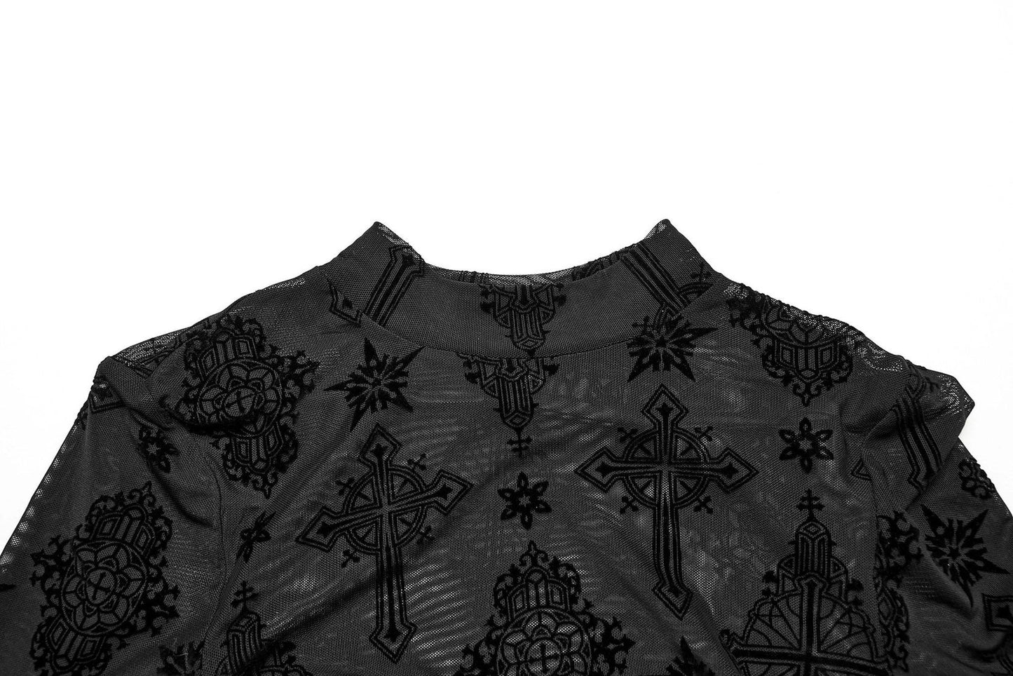 Punk Rave Women's Mesh Top Ravena Cross Flocking UK 8-16 - QHA UK