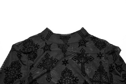 Punk Rave Women's Mesh Top Ravena Cross Flocking UK 8-16 - QHA UK