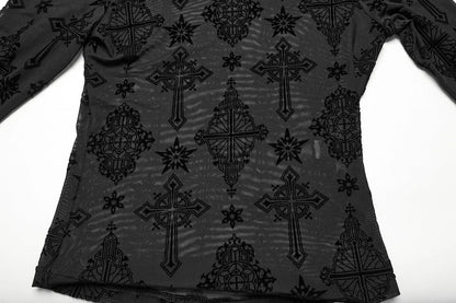 Punk Rave Women's Mesh Top Ravena Cross Flocking UK 8-16 - QHA UK