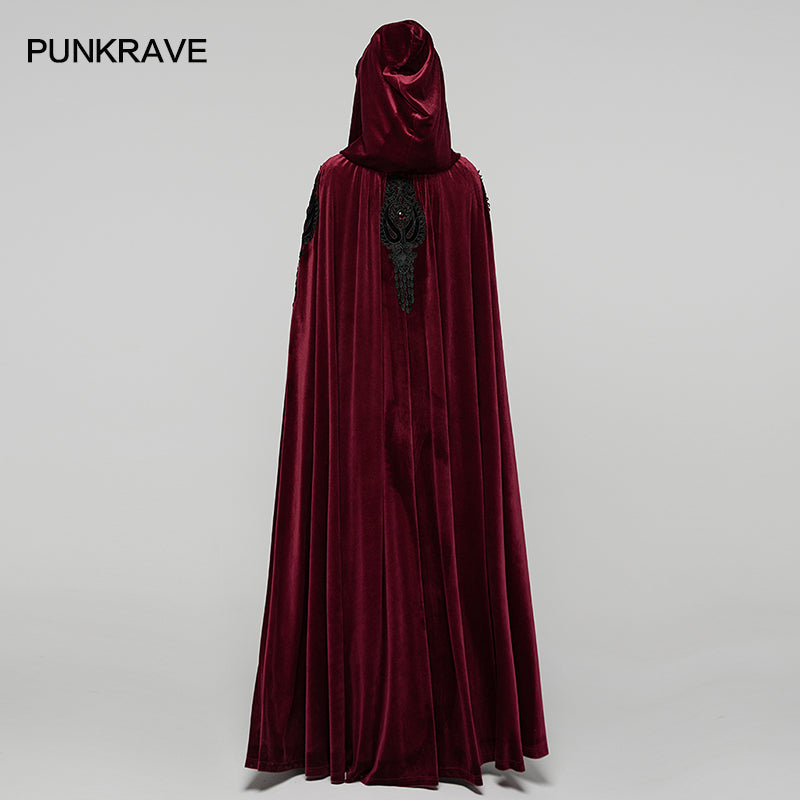 Punk Rave Gothic Cloak Seraphiel Velvet Blood Red - QHA UK