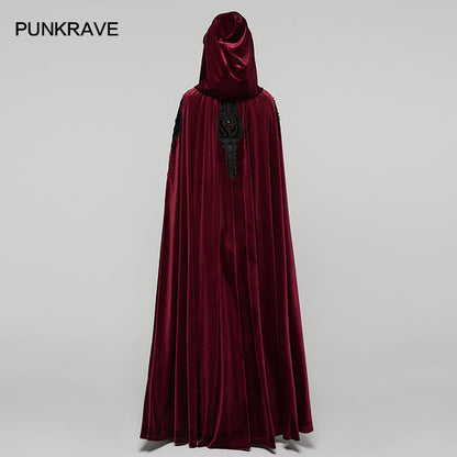Punk Rave Gothic Cloak Seraphiel Velvet Blood Red - QHA UK