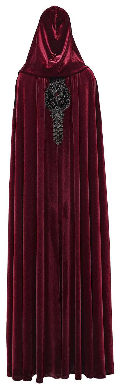 Punk Rave Gothic Cloak Seraphiel Velvet Blood Red - QHA UK