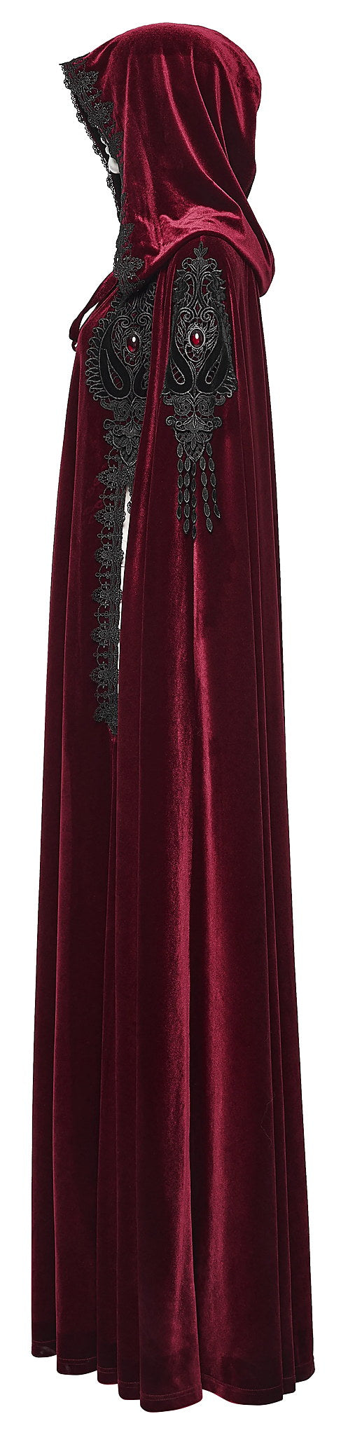 Punk Rave Gothic Cloak Seraphiel Velvet Blood Red - QHA UK
