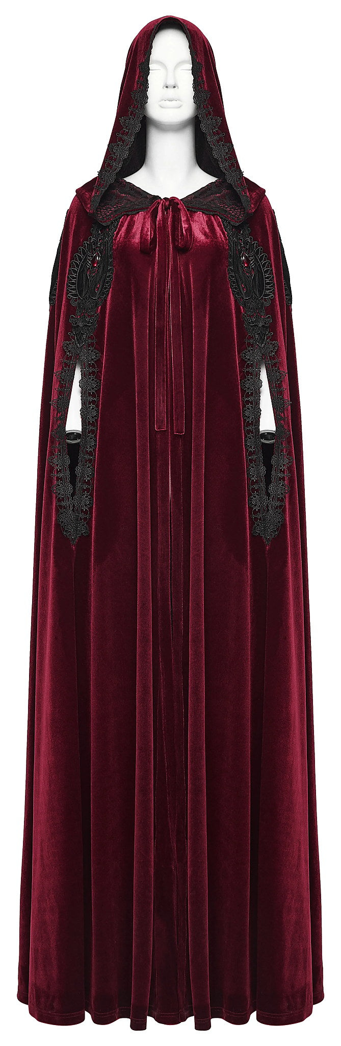 Punk Rave Gothic Cloak Seraphiel Velvet Blood Red - QHA UK