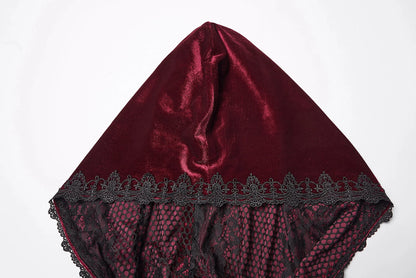 Punk Rave Gothic Cloak Seraphiel Velvet Blood Red - QHA UK