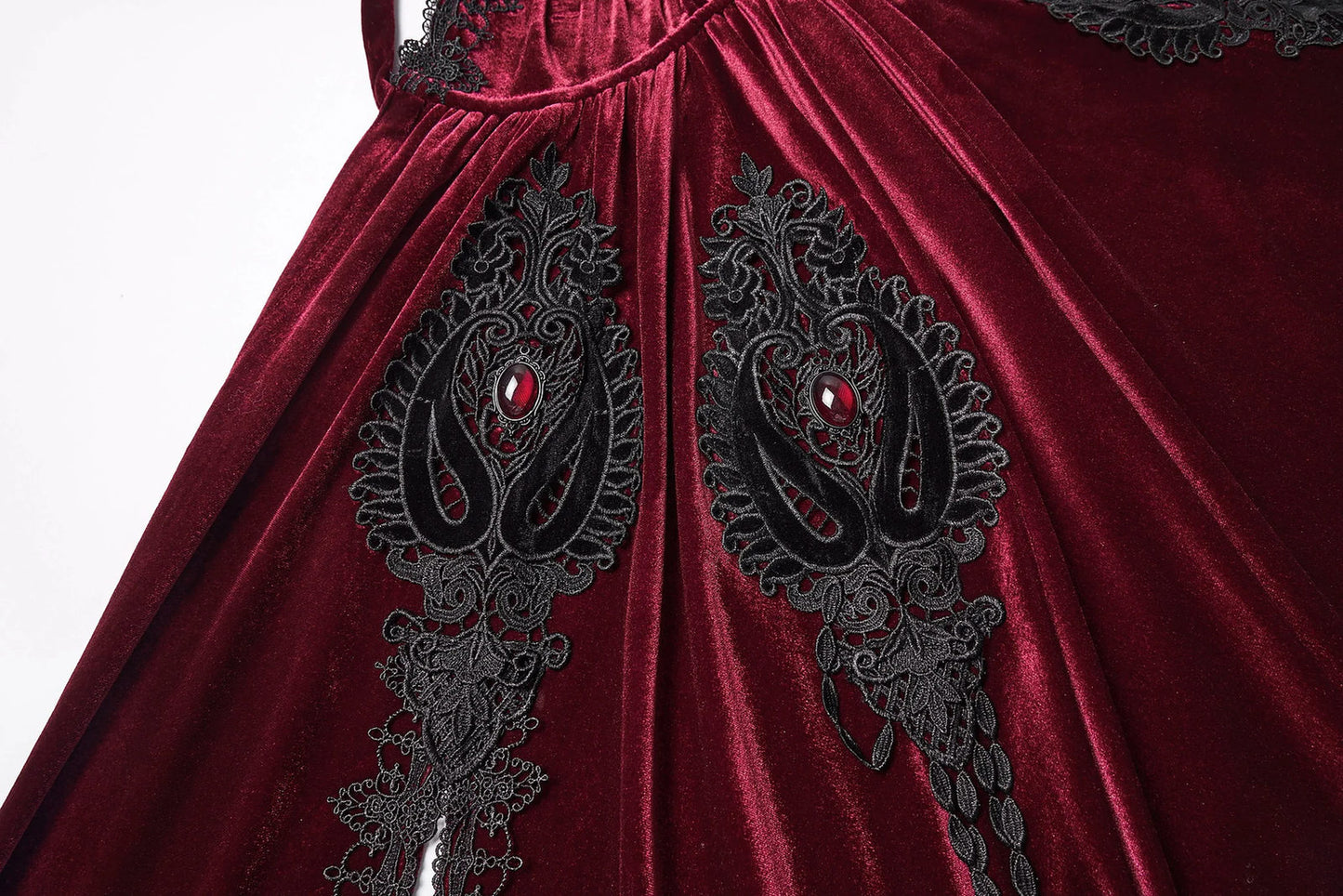 Punk Rave Gothic Cloak Seraphiel Velvet Blood Red - QHA UK