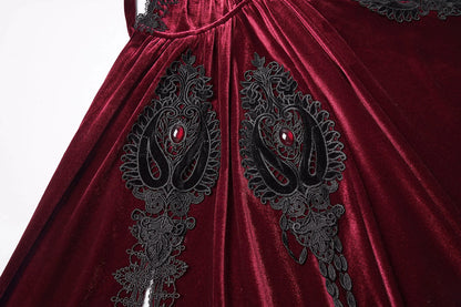 Punk Rave Gothic Cloak Seraphiel Velvet Blood Red - QHA UK