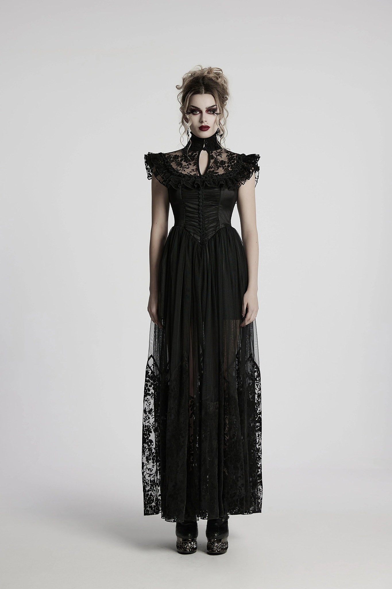 Punk Rave Gothic Dress Seraphina Flying Sleeve UK 8-22 - Sleeve Detail - QHA UK