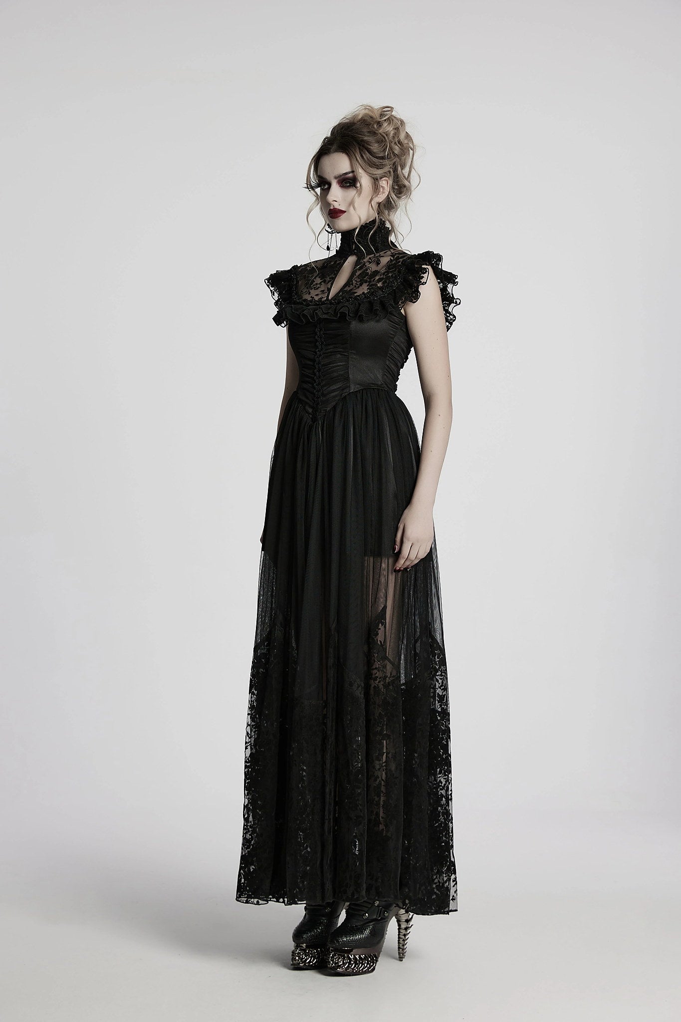 Punk Rave Gothic Dress Seraphina Flying Sleeve UK 8-22 - Sleeve Detail - QHA UK
