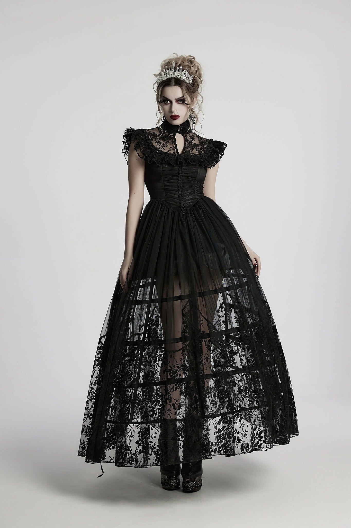 Punk Rave Gothic Dress Seraphina Flying Sleeve UK 8-22 - Sleeve Detail - QHA UK