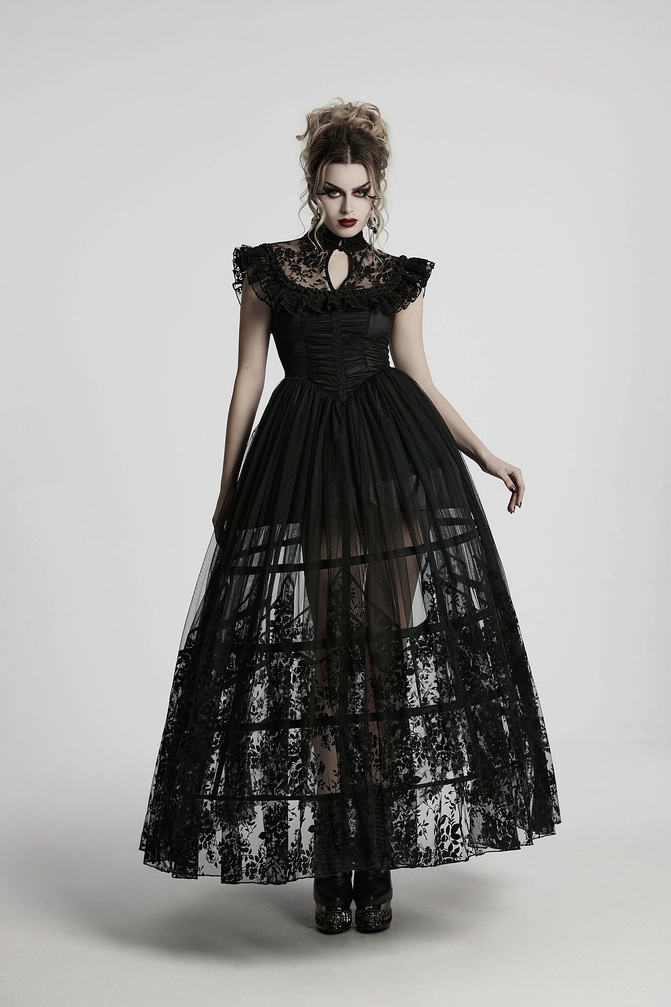 Punk Rave Gothic Dress Seraphina Flying Sleeve UK 8-22 - Sleeve Detail - QHA UK