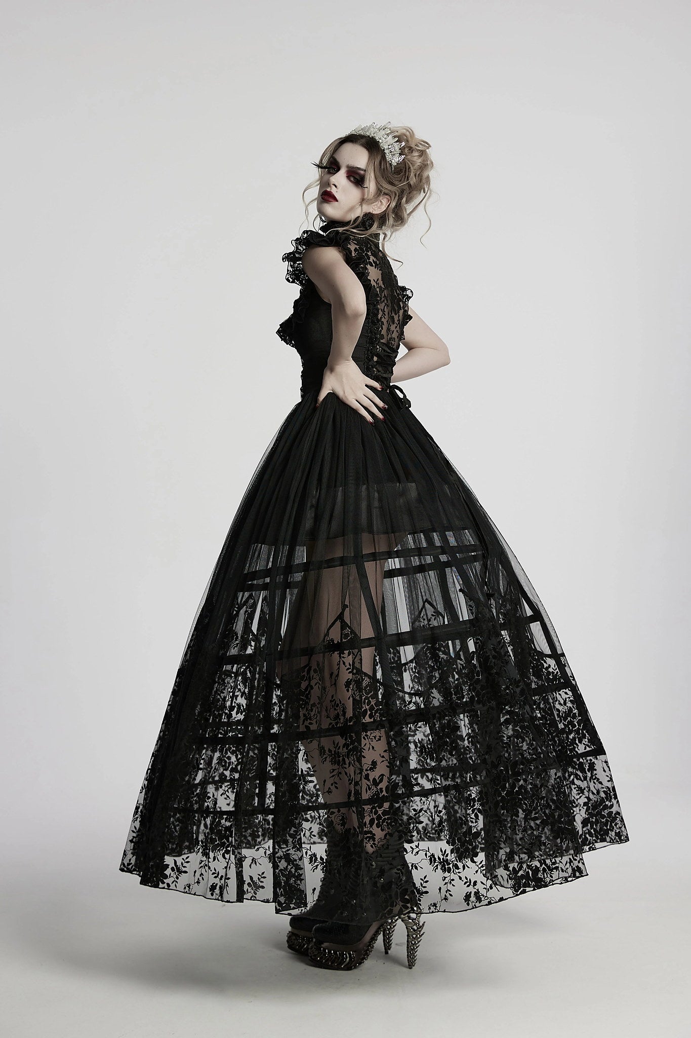 Punk Rave Gothic Dress Seraphina Flying Sleeve UK 8-22 - Sleeve Detail - QHA UK