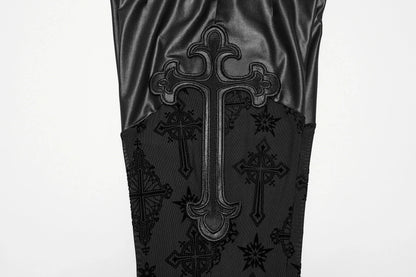 Punk Rave Women's Gothic Leggings Seraphina Lace Flares Cross Flocking - QHA UK