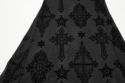 Punk Rave Women's Gothic Leggings Seraphina Lace Flares Cross Flocking - QHA UK
