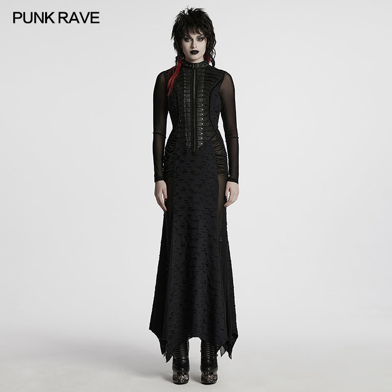 Punk Rave Maxi Dress Seraphine Spinal Lace Panel Black UK 8-22 - QHA UK