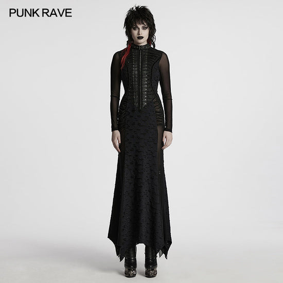 Punk Rave Maxi Dress Seraphine Spinal Lace Panel Black UK 8-22 - QHA UK