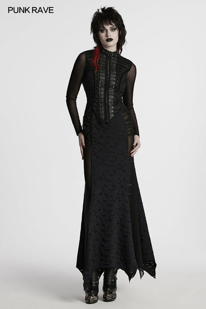 Punk Rave Maxi Dress Seraphine Spinal Lace Panel Black UK 8-22 - QHA UK