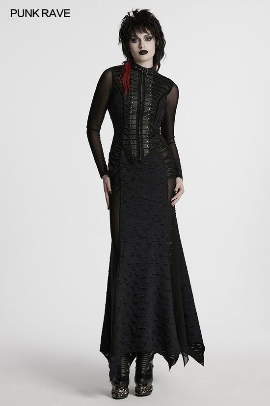 Punk Rave Maxi Dress Seraphine Spinal Lace Panel Black UK 8-22 - QHA UK