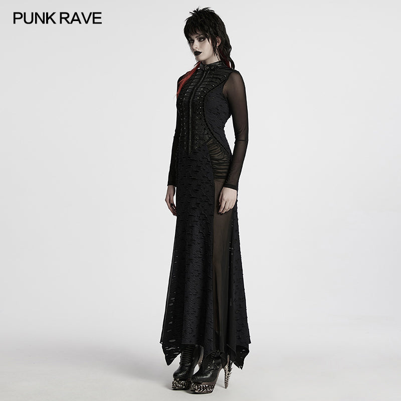 Punk Rave Maxi Dress Seraphine Spinal Lace Panel Black UK 8-22 - QHA UK