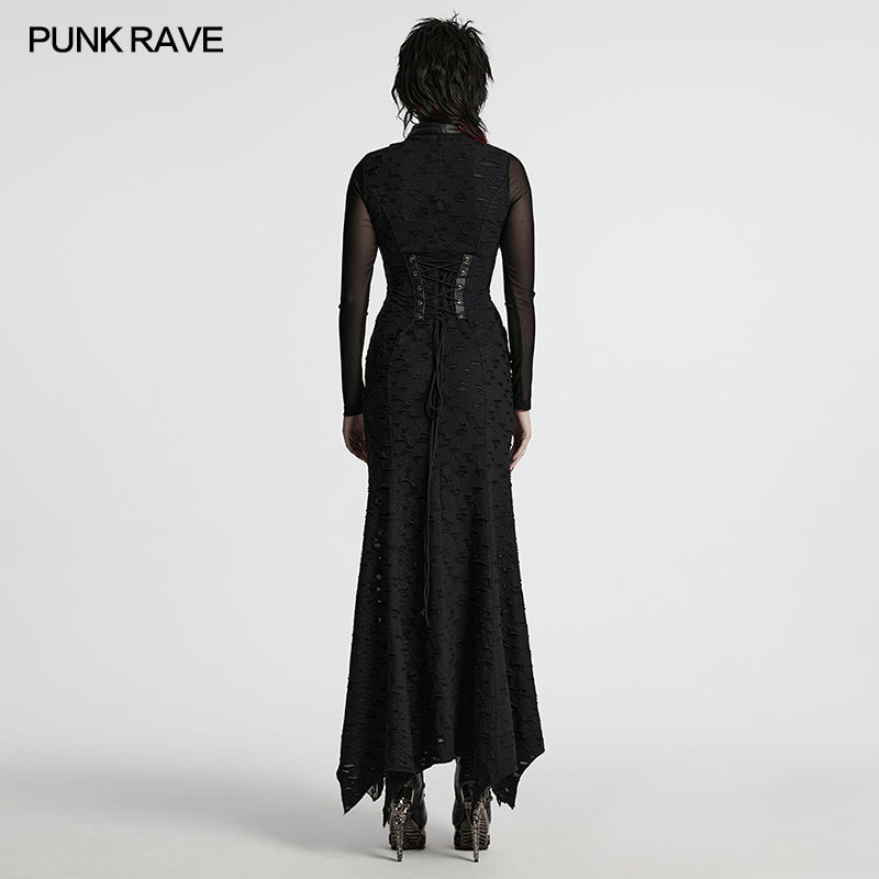 Punk Rave Maxi Dress Seraphine Spinal Lace Panel Black UK 8-22 - QHA UK
