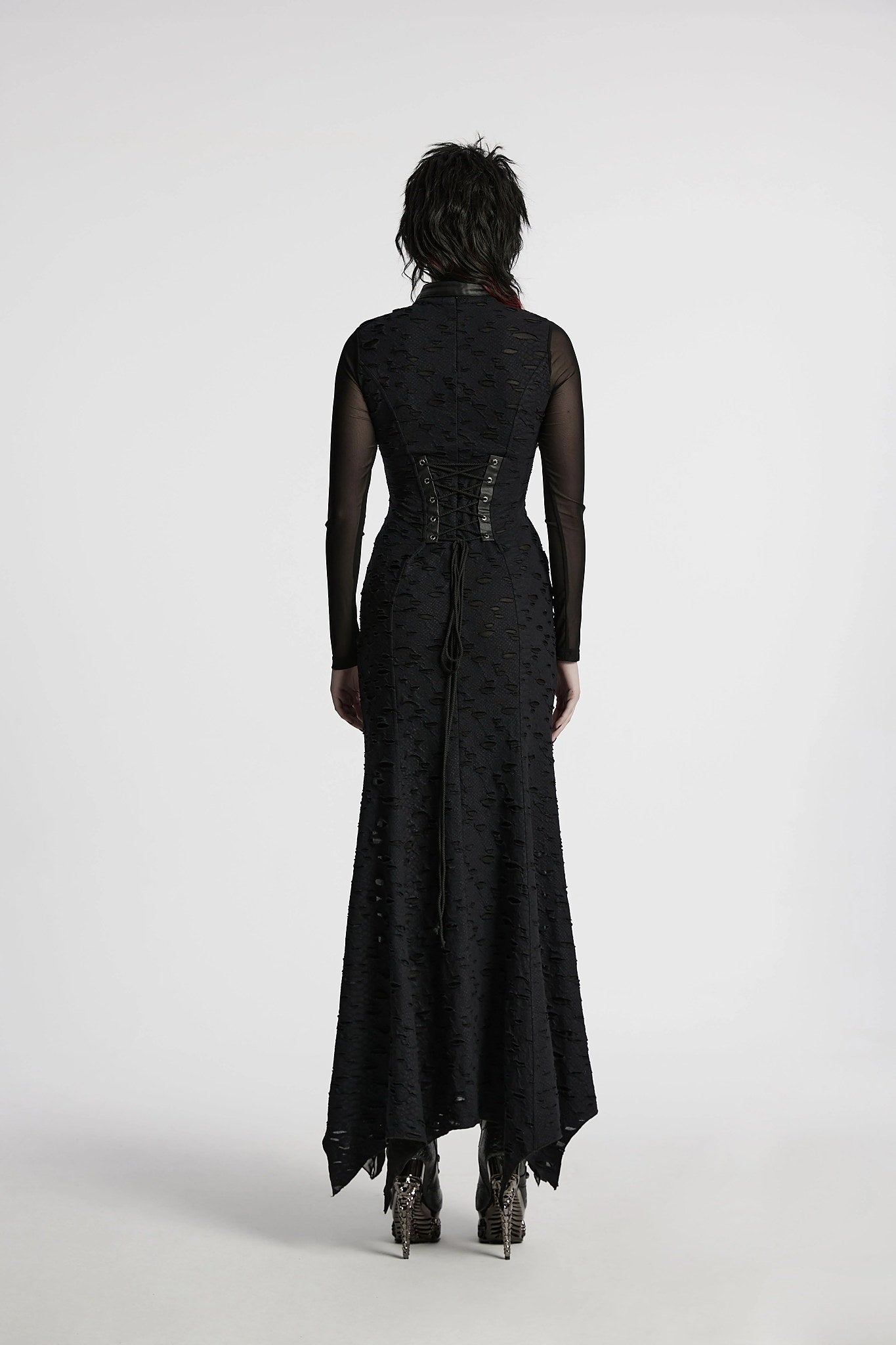 Punk Rave Maxi Dress Seraphine Spinal Lace Panel Black UK 8-22 - QHA UK