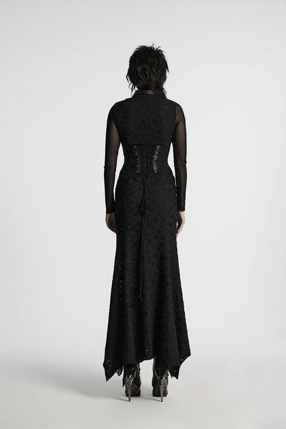 Punk Rave Maxi Dress Seraphine Spinal Lace Panel Black UK 8-22 - QHA UK