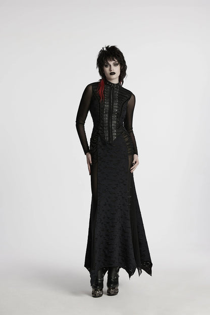 Punk Rave Maxi Dress Seraphine Spinal Lace Panel Black UK 8-22 - QHA UK