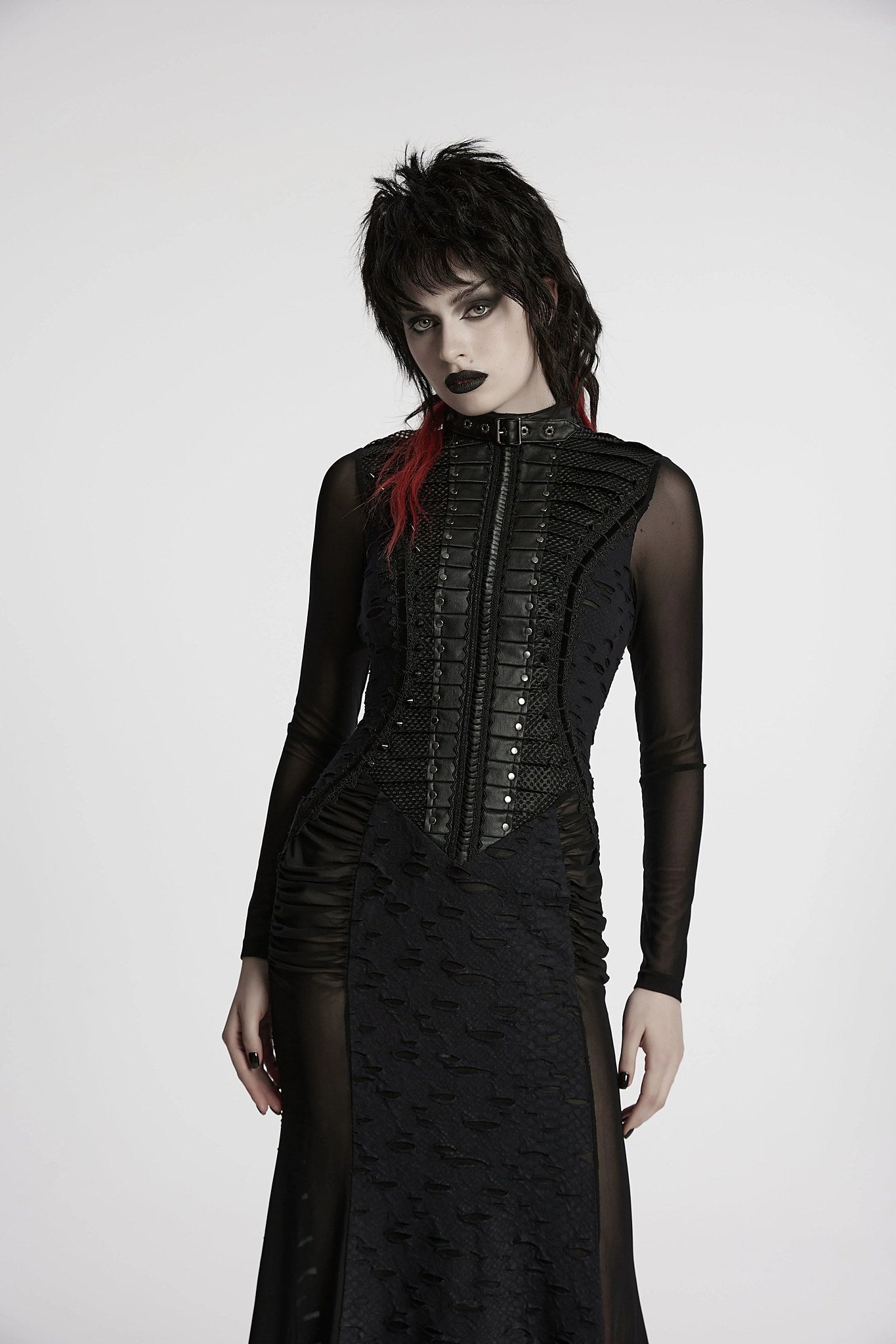 Punk Rave Maxi Dress Seraphine Spinal Lace Panel Black UK 8-22 - QHA UK