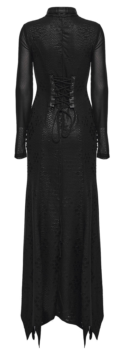 Punk Rave Maxi Dress Seraphine Spinal Lace Panel Black UK 8-22 - QHA UK