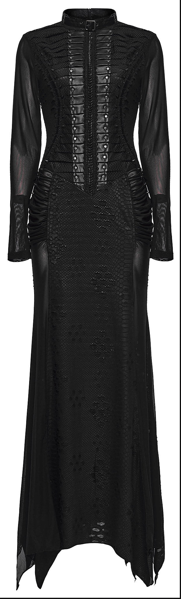 Punk Rave Maxi Dress Seraphine Spinal Lace Panel Black UK 8-22 - QHA UK