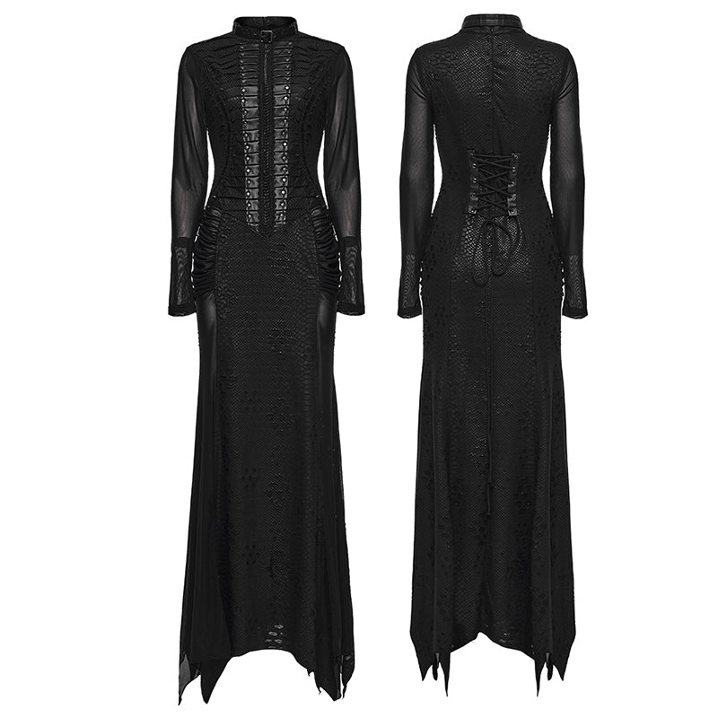Punk Rave Maxi Dress Seraphine Spinal Lace Panel Black UK 8-22 - QHA UK