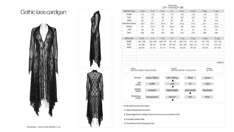 Punk Rave Women's Cardigan Tau Lace UK 8-22 - QHA UK