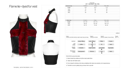 Punk Rave Women's Vest Top Valora Cross Fur Halter in Crimson UK 8-16 - QHA UK