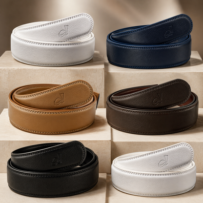 Mens 35mm Ratchet Belt Strap Replacement, No Buckle, Trim to Fit - QHA UK