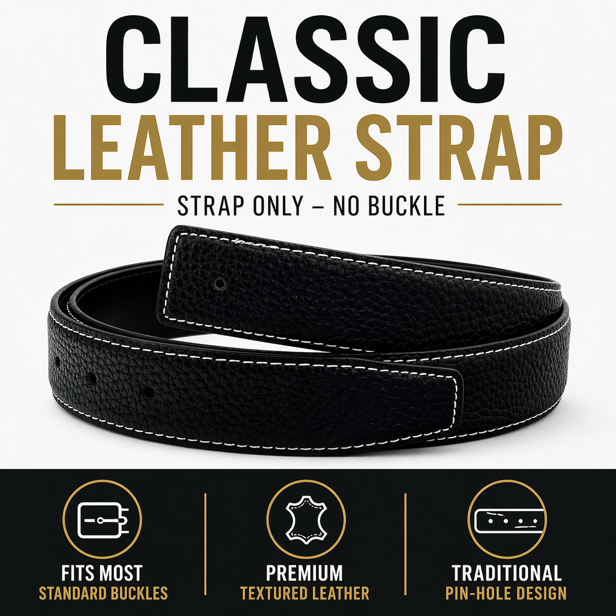 Unisex 32mm Belt Strap for H Buckle Replacement Genuine Leather - QHA UK