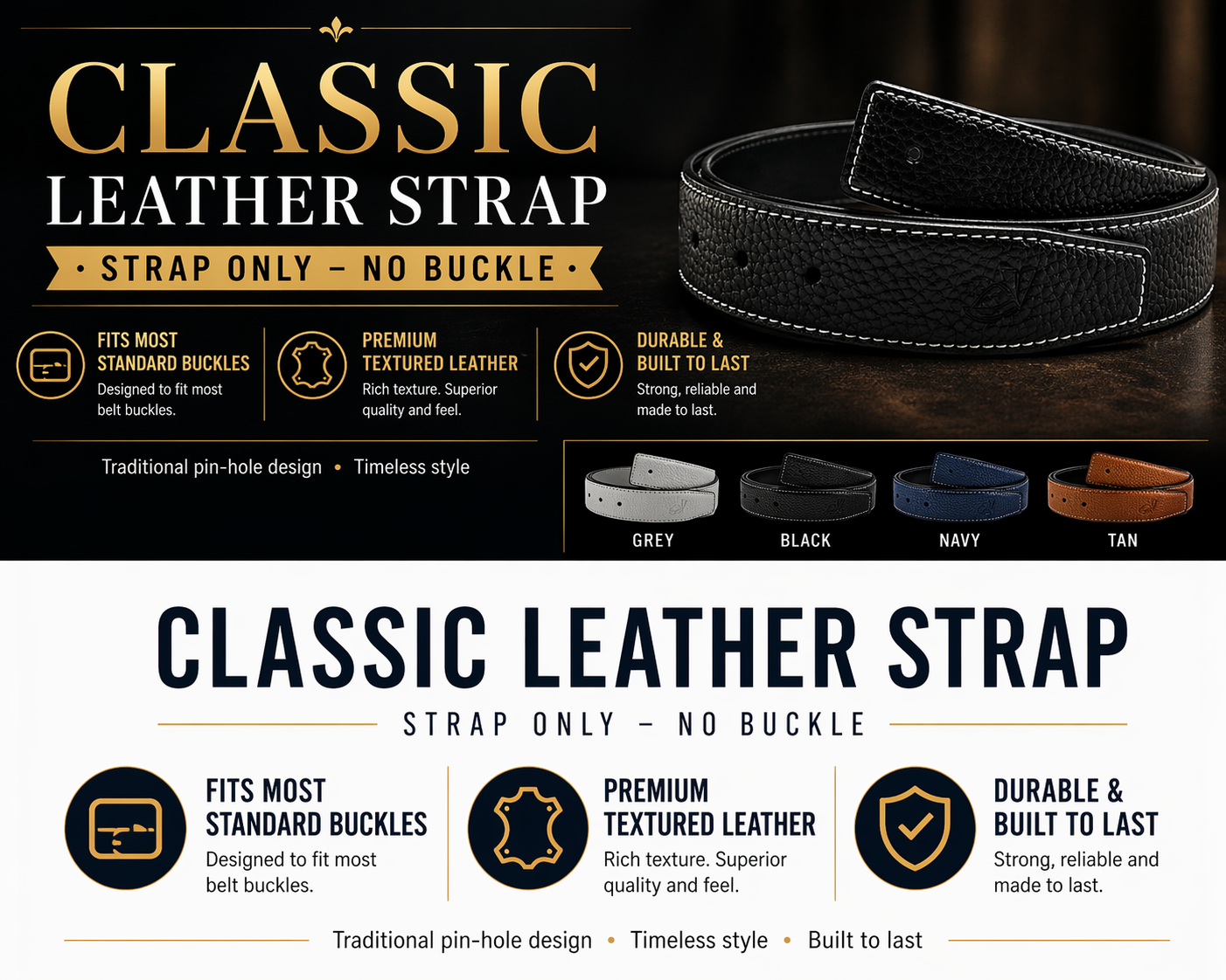 Unisex 32mm Belt Strap for H Buckle Replacement Genuine Leather - QHA UK