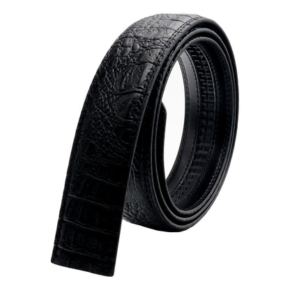 Mens Ratchet Belt Strap 35mm Black Croc Leather Auto Q05 - QHA UK