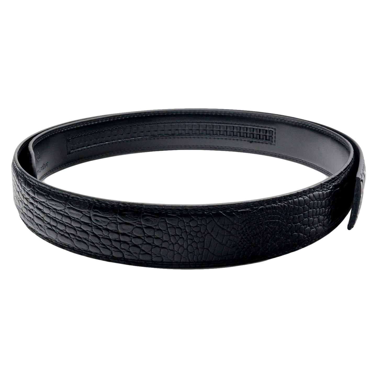 Mens Ratchet Belt Strap 35mm Black Croc Leather Auto Q05 - QHA UK