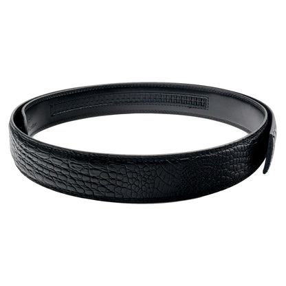 Mens Ratchet Belt Strap 35mm Black Croc Leather Auto Q05 - QHA UK