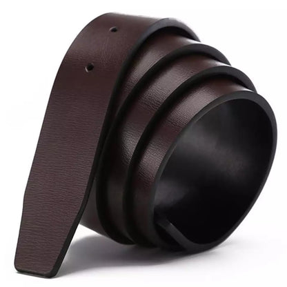 Mens Genuine Leather Belt Strap 38mm Replacement No Buckle Trim - QHA UK